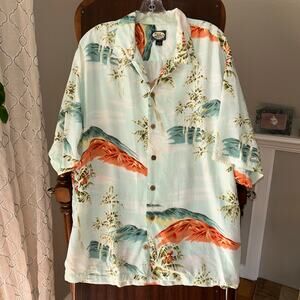 Vintage Tommy Bahama rayon Hawaiian Tropical Aloha shirt Large button down flaw